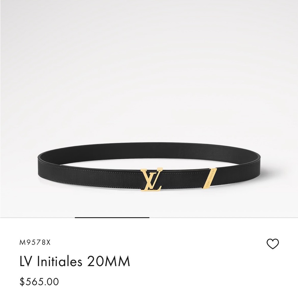NEW Louis Vuitton LV Initiales 20MM Black Leather Belt with Gold Logo Size 85/34